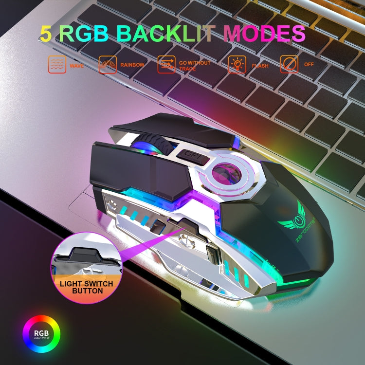 ZERODATE T30 2.4GHz 2400DPI Three-speed Adjustable RGB Backlight Wireless Optical Mouse(Grey) - free shipping - PMC Jewellery - Order now!