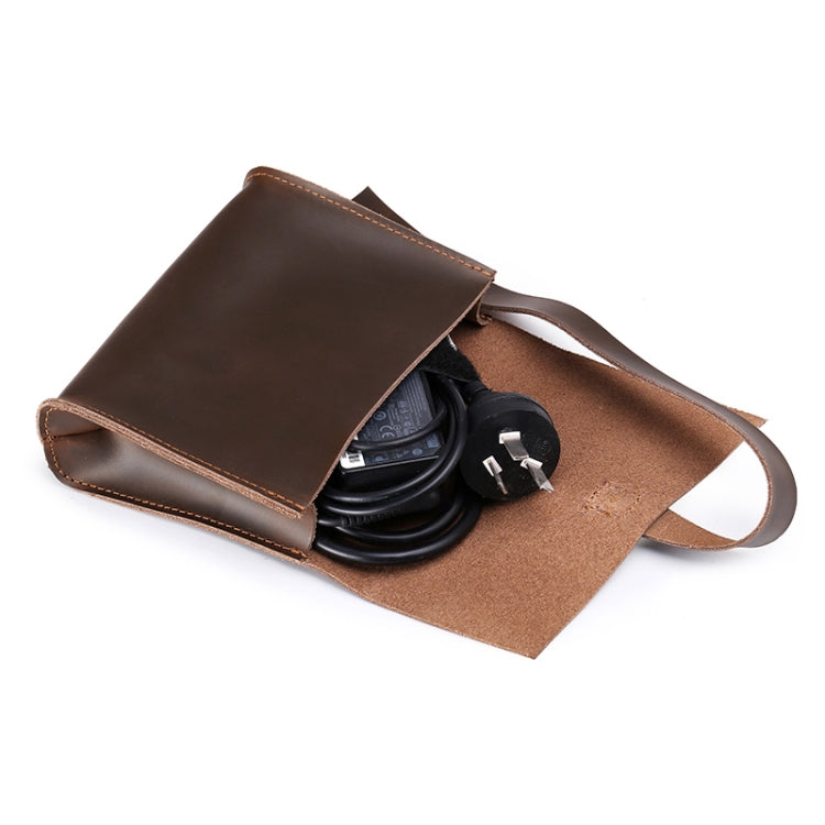 Universal Genuine Leather Business Power Adapter Laptop Tablet Bag with Cable Winder, For 15.4 inch and Below Macbook, Samsung, Lenovo, Sony, DELL Alienware, CHUWI, ASUS, HP(Coffee) - 15 inch by PMC TechLife | Online Shopping South Africa | PMC TechLife | Buy Now Pay Later Mobicred