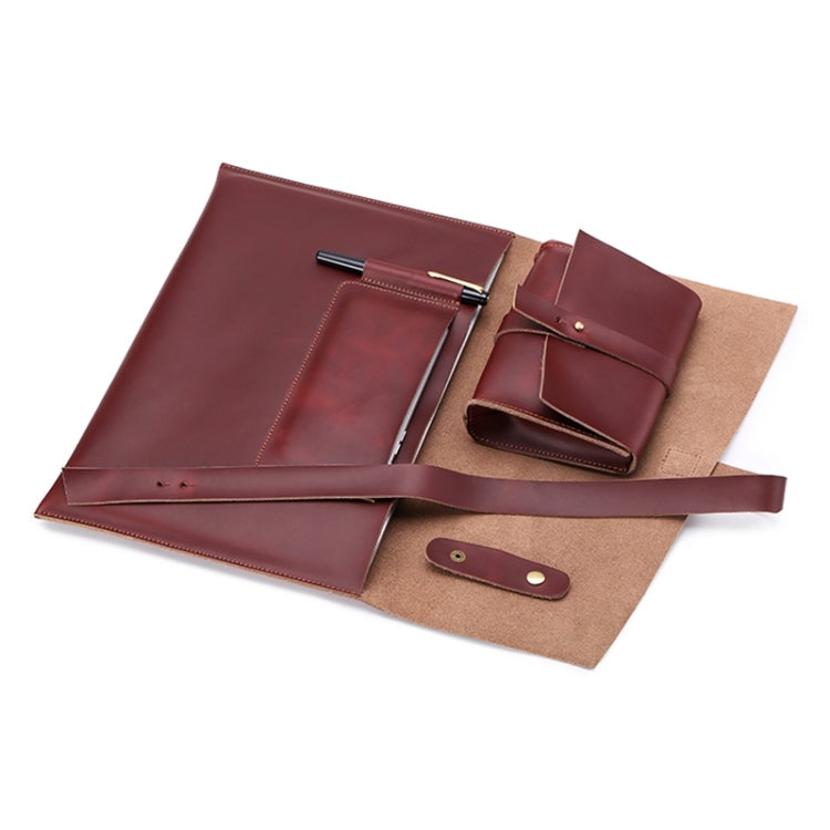 Universal Genuine Leather Business Power Adapter Laptop Tablet Bag with Cable Winder, For 15.4 inch and Below Macbook, Samsung, Lenovo, Sony, DELL Alienware, CHUWI, ASUS, HP - 15 inch by PMC TechLife | Online Shopping South Africa | PMC TechLife | Buy Now Pay Later Mobicred
