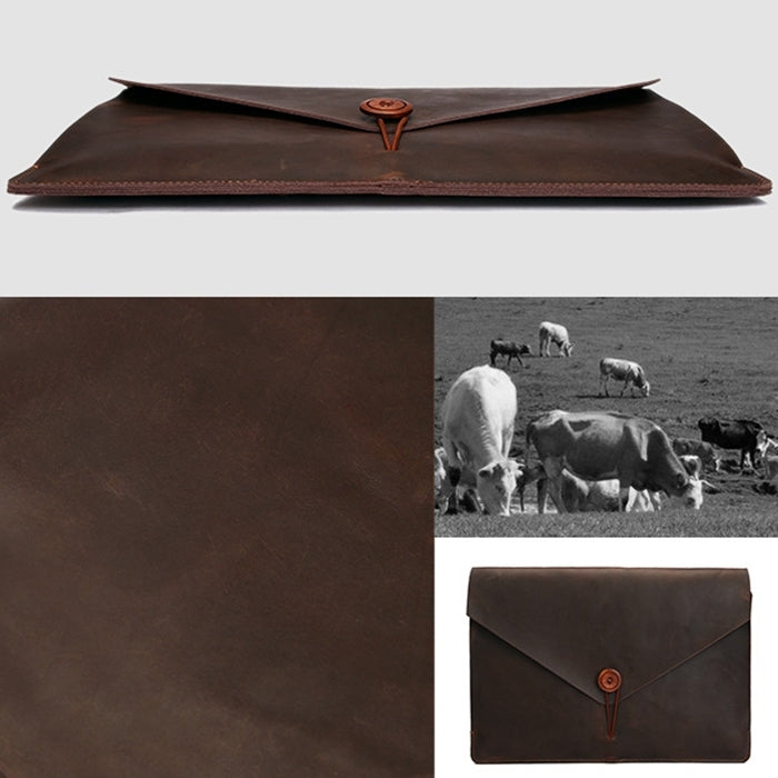 Universal Genuine Leather Business Laptop Tablet Bag, For 13.3 inch and Below Macbook, Samsung, Lenovo, Sony, DELL Alienware, CHUWI, ASUS, HP(Coffee) - 13.3 inch by PMC TechLife | Online Shopping South Africa | PMC TechLife | Buy Now Pay Later Mobicred