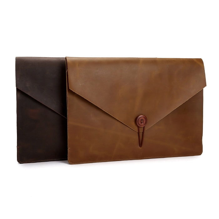 Universal Genuine Leather Business Laptop Tablet Bag, For 15.4 inch and Below Macbook, Samsung, Lenovo, Sony, DELL Alienware, CHUWI, ASUS, HP(Yellow) - 15 inch by PMC TechLife | Online Shopping South Africa | PMC TechLife | Buy Now Pay Later Mobicred