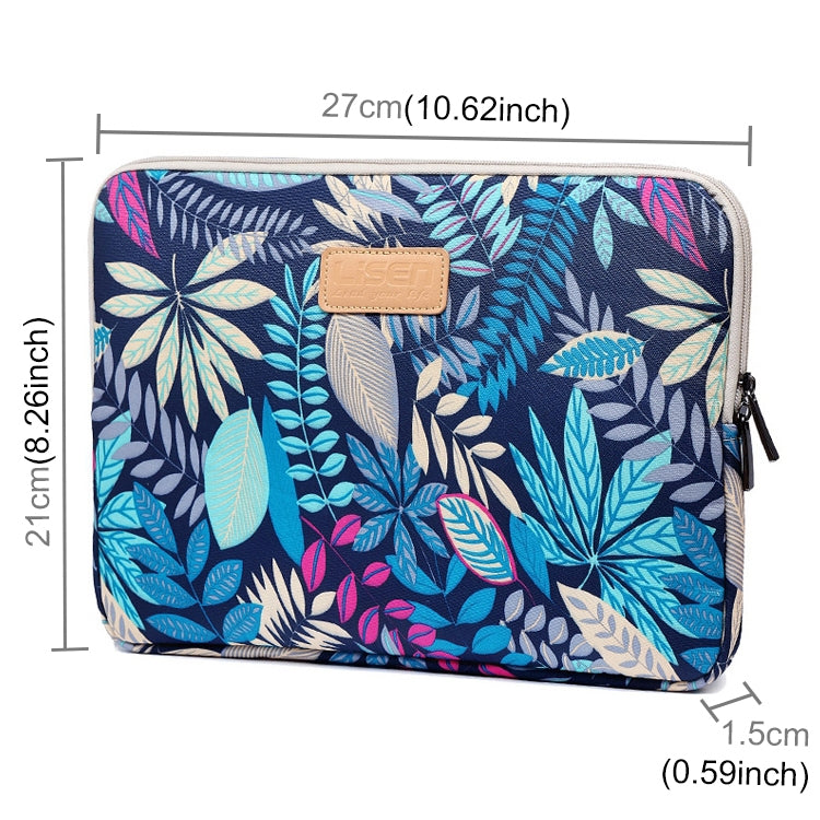 Lisen 10 inch Sleeve Case  Colorful Leaves Zipper Briefcase Carrying Bag for iPad Air 2, iPad Air, iPad 4, iPad New, Galaxy Tab A 10.1, Lenovo Yoga 10.1 inch, Microsoft Surface Pro 10.6,  10 inch and Below Laptops / Tablets(Blue) - 10 - 11 inch by PMC Jewellery | Online Shopping South Africa | PMC Jewellery | Buy Now Pay Later Mobicred