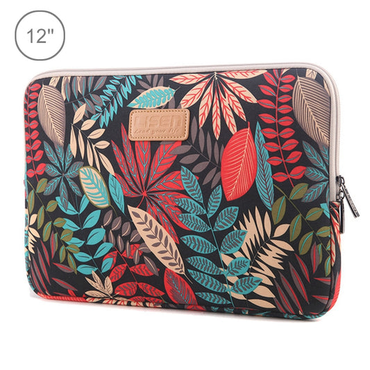 Lisen 12 inch Sleeve Case Colorful Leaves Zipper Briefcase Carrying Bag for iPad, Macbook, Samsung, Lenovo, Sony, DELL Alienware, CHUWI, ASUS, HP, 12 inch and Below Laptops / Tablets(Black) - 12.1 inch by PMC Jewellery | Online Shopping South Africa | PMC Jewellery | Buy Now Pay Later Mobicred