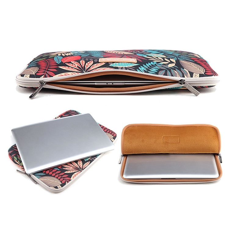 Lisen 13 inch Sleeve Case Colorful Leaves Zipper Briefcase Carrying Bag for Macbook, Samsung, Lenovo, Sony, DELL Alienware, CHUWI, ASUS, HP, 13 inch and Below Laptops(Black) - 13.3 inch by PMC Jewellery | Online Shopping South Africa | PMC Jewellery | Buy Now Pay Later Mobicred