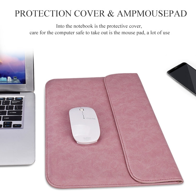 PU01S PU Leather Horizontal Invisible Magnetic Buckle Laptop Inner Bag for 14.1 inch laptops (Pink) - 14.1 inch by PMC Jewellery | Online Shopping South Africa | PMC Jewellery | Buy Now Pay Later Mobicred