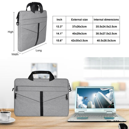 14.1 inch Breathable Wear-resistant Fashion Business Shoulder Handheld Zipper Laptop Bag with Shoulder Strap (Light Grey) - 14.1 inch by PMC Jewellery | Online Shopping South Africa | PMC Jewellery | Buy Now Pay Later Mobicred