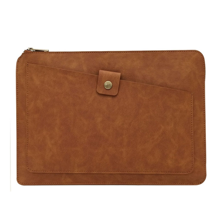 11.6 inch Genuine Leather Zipper Laptop Tablet Bag, For Macbook, Samsung, Lenovo, Sony, DELL Alienware, CHUWI, ASUS, HP 11.6 inch and Below Laptop (Brown) - 10 - 11 inch by PMC TechLife | Online Shopping South Africa | PMC TechLife | Buy Now Pay Later Mobicred