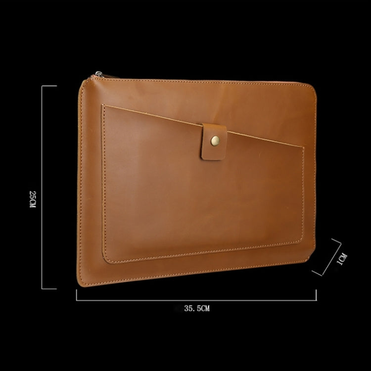 11.6 inch Genuine Leather Zipper Laptop Tablet Bag, For Macbook, Samsung, Lenovo, Sony, DELL Alienware, CHUWI, ASUS, HP 11.6 inch and Below Laptop(Yellow) - 10 - 11 inch by PMC TechLife | Online Shopping South Africa | PMC TechLife | Buy Now Pay Later Mobicred