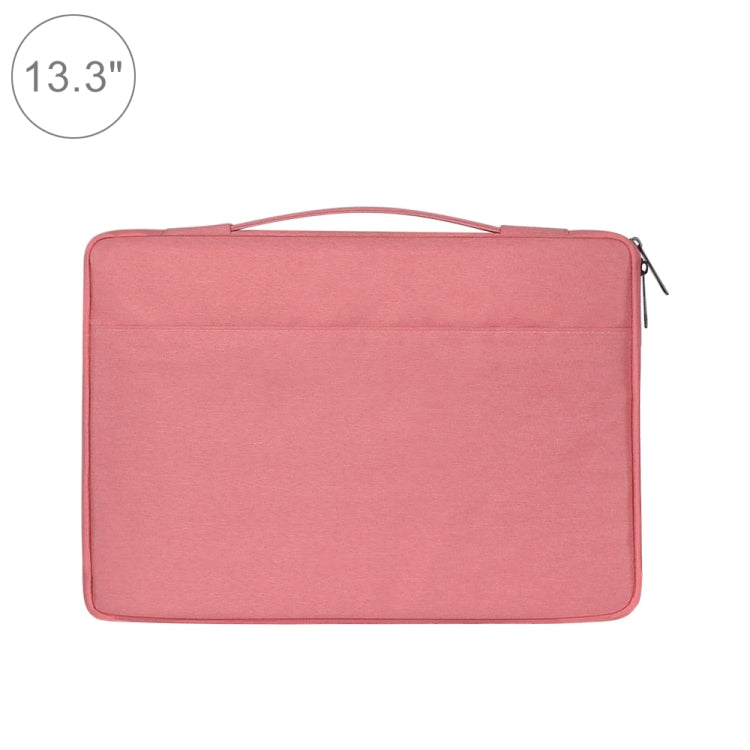 13.3 inch Fashion Casual Polyester + Nylon Laptop Handbag Briefcase Notebook Cover Case, For Macbook, Samsung, Lenovo, Xiaomi, Sony, DELL, CHUWI, ASUS, HP (Pink) - 13.3 inch by PMC Jewellery | Online Shopping South Africa | PMC Jewellery | Buy Now Pay Later Mobicred