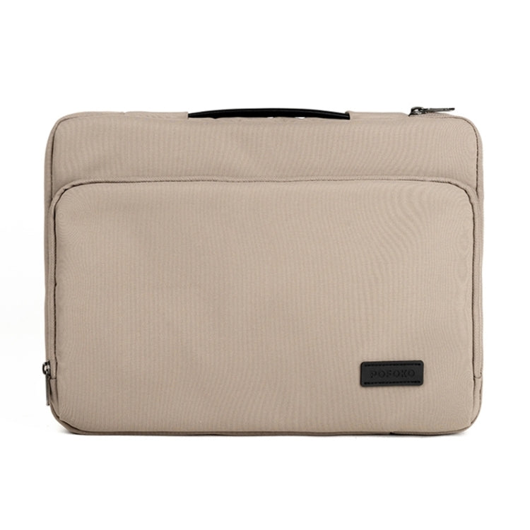 POFOKO E550 15.6 inch Portable Waterproof Polyester Laptop Handbag(Khaki) - Other by POFOKO | Online Shopping South Africa | PMC Jewellery | Buy Now Pay Later Mobicred