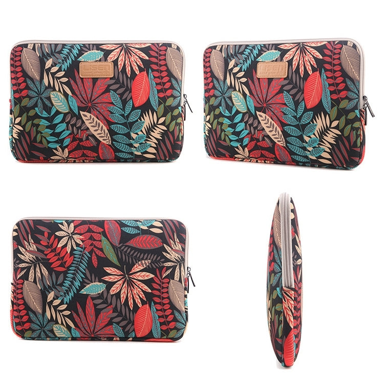 Lisen 11.6 inch Sleeve Case Colorful Leaves Zipper Briefcase Carrying Bag (Black) - Other by PMC TechLife | Online Shopping South Africa | PMC TechLife | Buy Now Pay Later Mobicred