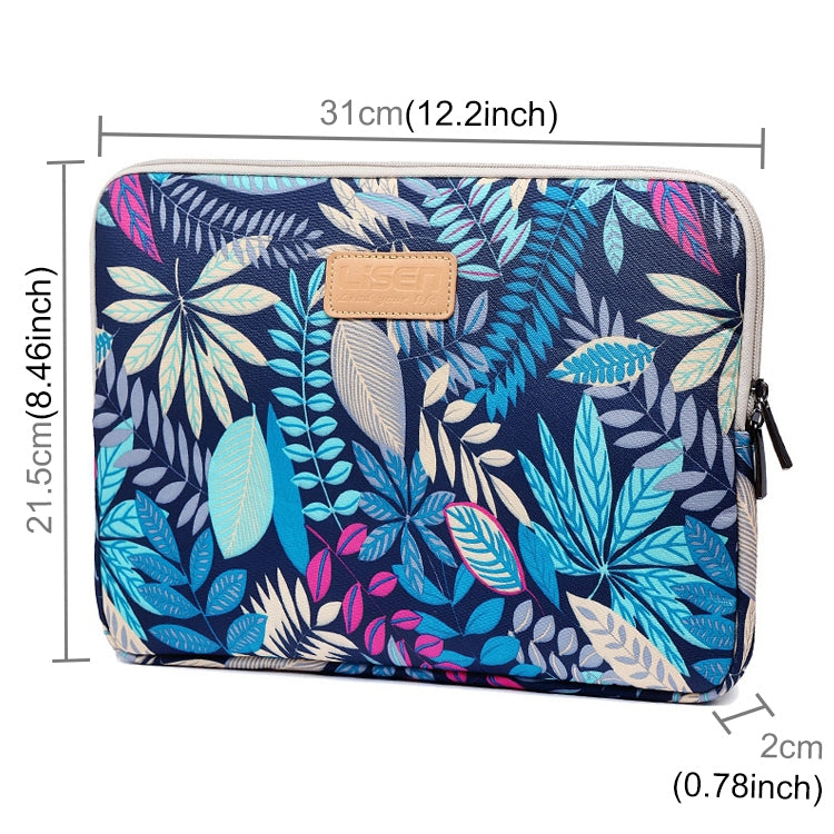 Lisen 11.6 inch Sleeve Case Colorful Leaves Zipper Briefcase Carrying Bag (Blue) - Other by PMC TechLife | Online Shopping South Africa | PMC TechLife | Buy Now Pay Later Mobicred