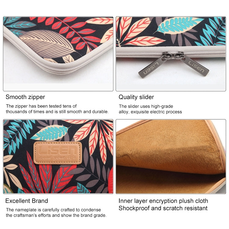 Lisen 11.6 inch Sleeve Case Colorful Leaves Zipper Briefcase Carrying Bag (White) - free shipping - PMC TechLife - Order now!