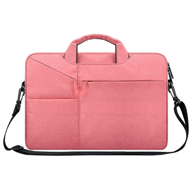 ST02S Waterproof Tear Resistance Hidden Portable Strap One-shoulder Handbag for 14.1 inch Laptops, with Suitcase Belt(Pink) - 14.1 inch by PMC Jewellery | Online Shopping South Africa | PMC Jewellery | Buy Now Pay Later Mobicred