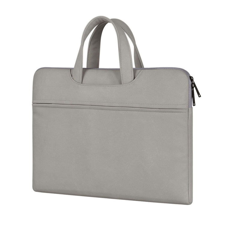 ST06 Waterproof PU Leather Zipper Hidden Portable Strap One-shoulder Handbag for 13.3 inch Laptops, with Suitcase Belt(Light Grey) - 13.3 inch by PMC TechLife | Online Shopping South Africa | PMC TechLife | Buy Now Pay Later Mobicred