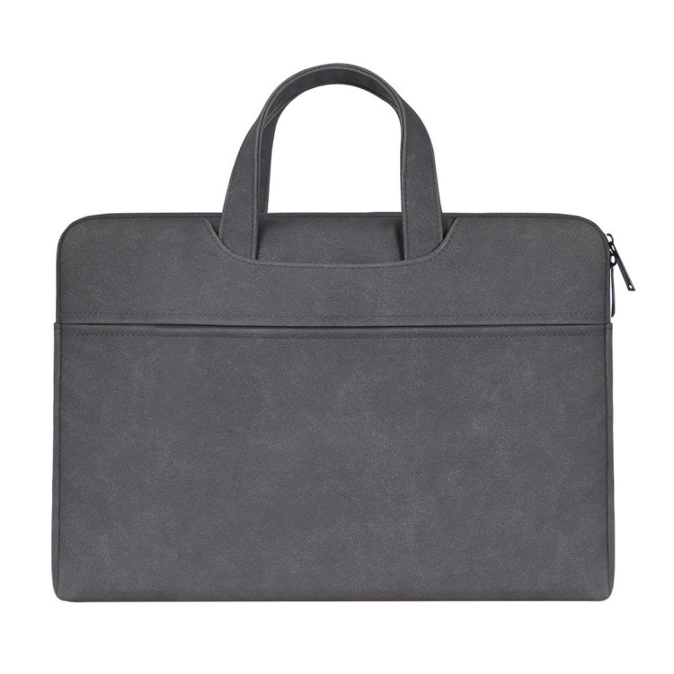 ST06 Waterproof PU Leather Zipper Hidden Portable Strap One-shoulder Handbag for 14.1 inch Laptops, with Suitcase Belt (Dark Gray) - 14.1 inch by PMC TechLife | Online Shopping South Africa | PMC TechLife | Buy Now Pay Later Mobicred