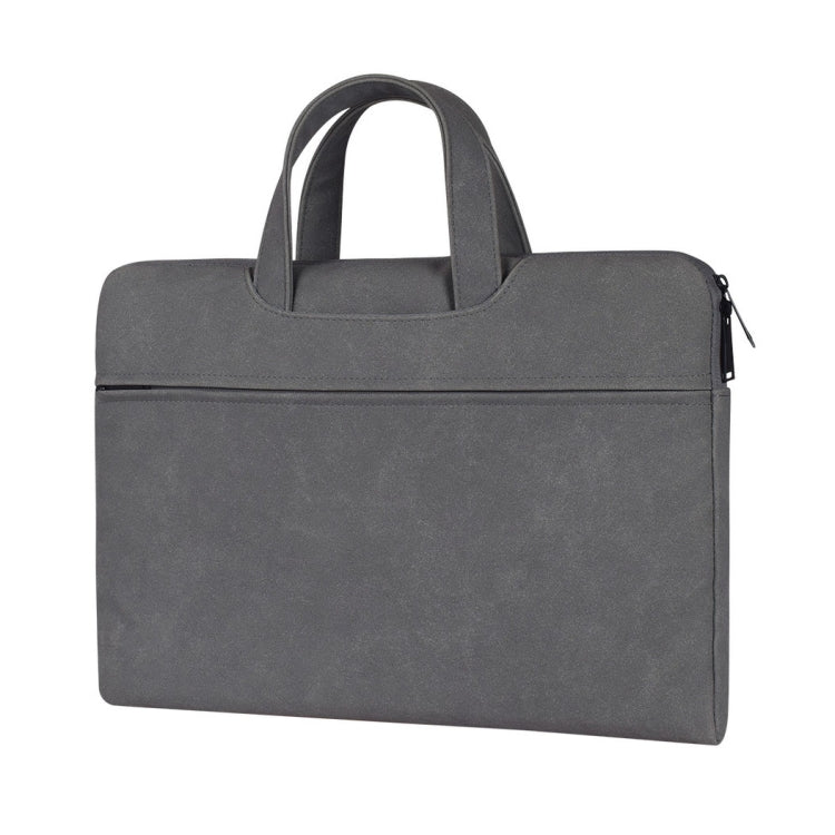 ST06 Waterproof PU Leather Zipper Hidden Portable Strap One-shoulder Handbag for 14.1 inch Laptops, with Suitcase Belt (Dark Gray) - 14.1 inch by PMC TechLife | Online Shopping South Africa | PMC TechLife | Buy Now Pay Later Mobicred