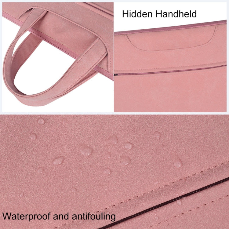 ST06 Waterproof PU Leather Zipper Hidden Portable Strap One-shoulder Handbag for 15.6 inch Laptops, with Suitcase Belt (Pink) - 15.6 - 17 inch by PMC TechLife | Online Shopping South Africa | PMC TechLife | Buy Now Pay Later Mobicred