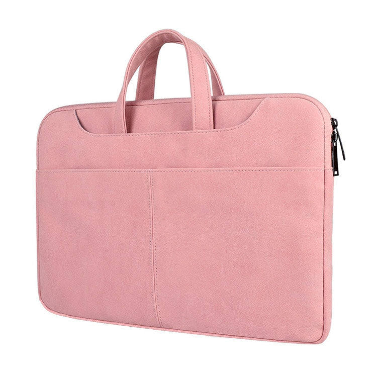 ST06S Waterproof PU Leather Zipper Hidden Portable Strap One-shoulder Handbag for 13.3 inch Laptops, with Magic Stick & Suitcase Belt (Pink) - 13.3 inch by PMC Jewellery | Online Shopping South Africa | PMC Jewellery | Buy Now Pay Later Mobicred