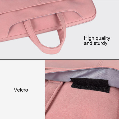 ST06S Waterproof PU Leather Zipper Hidden Portable Strap One-shoulder Handbag for 14.1 inch Laptops, with Magic Stick & Suitcase Belt (Pink) - 14.1 inch by PMC Jewellery | Online Shopping South Africa | PMC Jewellery | Buy Now Pay Later Mobicred
