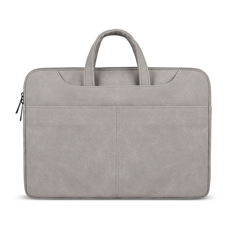 ST06S Waterproof PU Leather Zipper Hidden Portable Strap One-shoulder Handbag for 14.1 inch Laptops, with Magic Stick & Suitcase Belt (Light Grey) - 14.1 inch by PMC TechLife | Online Shopping South Africa | PMC TechLife | Buy Now Pay Later Mobicred