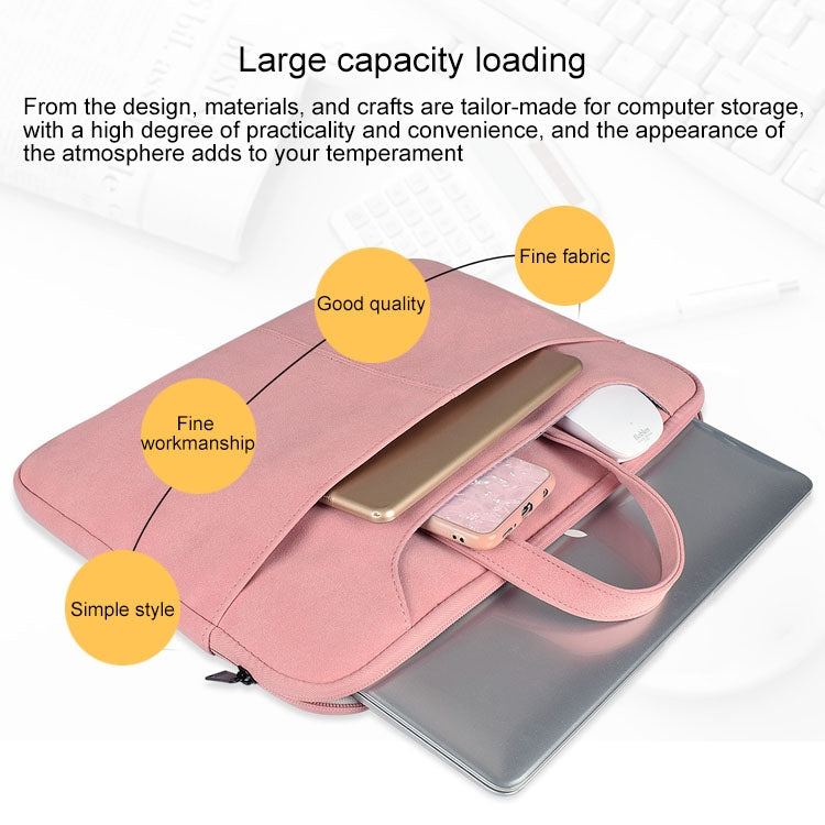 ST06S Waterproof PU Leather Zipper Hidden Portable Strap One-shoulder Handbag for 14.1 inch Laptops, with Magic Stick & Suitcase Belt (Light Grey) - 14.1 inch by PMC TechLife | Online Shopping South Africa | PMC TechLife | Buy Now Pay Later Mobicred
