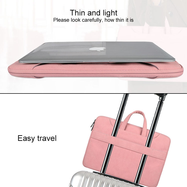 ST06S Waterproof PU Leather Zipper Hidden Portable Strap One-shoulder Handbag for 15.6 inch Laptops, with Magic Stick & Suitcase Belt (Light Grey) - 13.3 inch by PMC TechLife | Online Shopping South Africa | PMC TechLife | Buy Now Pay Later Mobicred