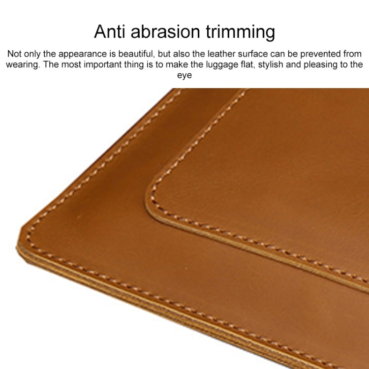 Universal Genuine Leather Business Zipper Laptop Tablet Bag For 12 inch and Below(Brown) - 12.1 inch by PMC TechLife | Online Shopping South Africa | PMC TechLife | Buy Now Pay Later Mobicred
