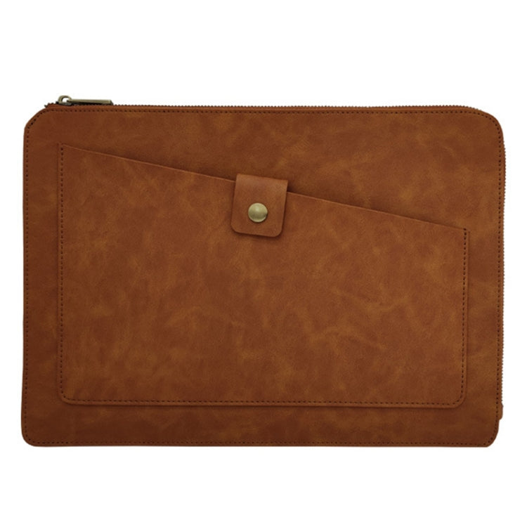 Universal Genuine Leather Business Laptop Tablet Zipper Bag For 13.3 inch and Below(Brown) - 13.3 inch by PMC Jewellery | Online Shopping South Africa | PMC Jewellery | Buy Now Pay Later Mobicred