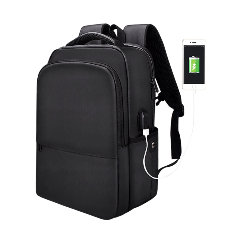 Polyester Waterproof Laptop Backpack for Below 15 inch Laptops, with USB Interface Trunk Trolley Strap(Black) - Backpack by PMC Jewellery | Online Shopping South Africa | PMC Jewellery | Buy Now Pay Later Mobicred