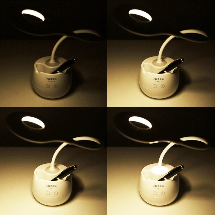TGX-772 3-grade Brightness Touch Dimmer LED Desk Lamp, 28 LEDs Flexible Goose Neck Hollow Ring Design Eye Protection Light with Pen Holder / Small Night Light Function - Desk Lamps by PMC TechLife | Online Shopping South Africa | PMC TechLife | Buy Now Pay Later Mobicred
