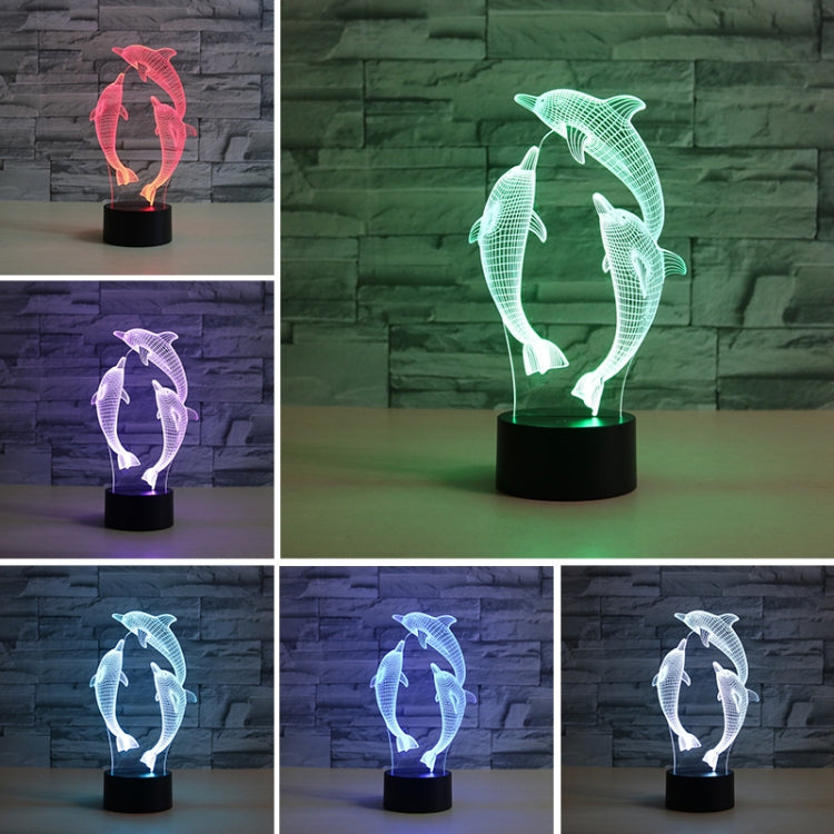 Three Dolphins Shape 3D Colorful LED Vision Light Table Lamp, Crack Touch Version - Novelty Lighting by PMC TechLife | Online Shopping South Africa | PMC TechLife | Buy Now Pay Later Mobicred