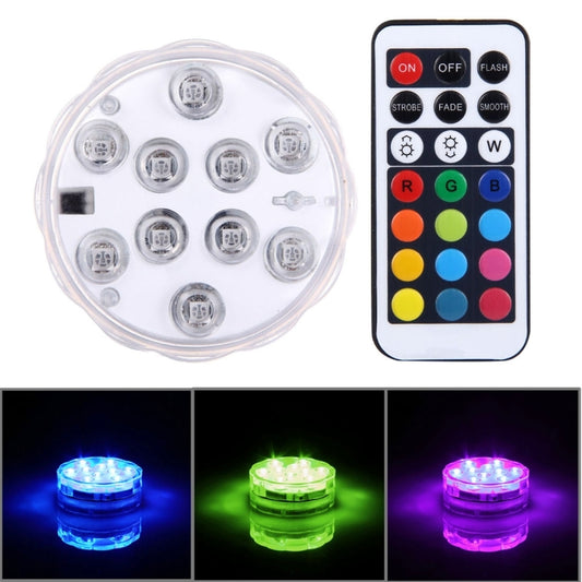 Waterproof Submersible LED Light, 10 LEDs Cylinder Remote Controlled with Remote Controllor, Remote Control Range(in Open Area): 24-30 Feet - Underwater Lights by PMC Jewellery | Online Shopping South Africa | PMC Jewellery