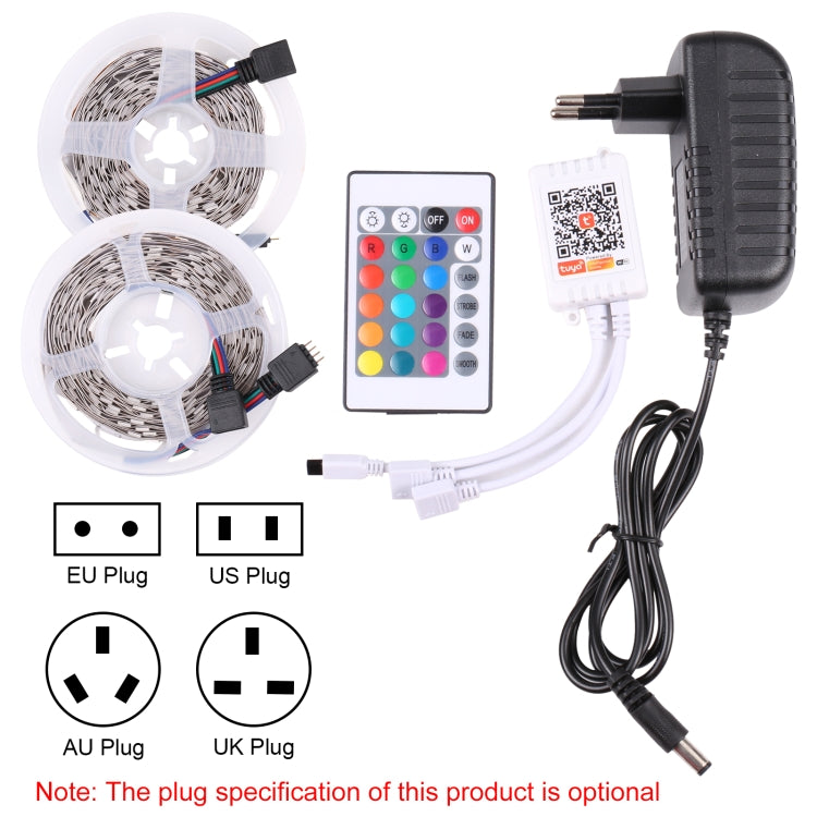 2pcs Bare Board 5050 SMD RGB LED Rope Light, 30 LED/m, Length: 5m, 12V 2A 100-240V, with 24 Keys Doodle Controller (UK Plug) - Bare Board Light by PMC TechLife | Online Shopping South Africa | PMC TechLife | Buy Now Pay Later Mobicred