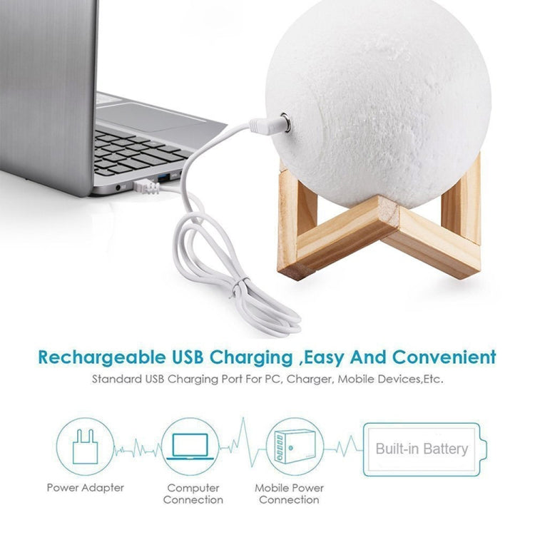 YouOKLight YK2302 15cm Touch Control 3D Print Moon Lamp, USB Charging 16-Color Dimming LED Night Light with Remote Control & Wooden Holder - Night Lights by youOKLight | Online Shopping South Africa | PMc TechLife | Buy Now Pay Later Mobicred