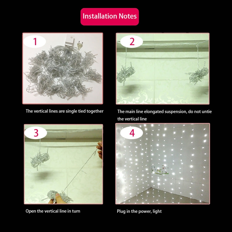 3m(Length) x 3m(Height) White Light LED Decoration Light, 300 LEDs Curtain String Light with End Joint & Multi-function Controller & Memory Waterproof, US Plug, AC 110V - Holiday Lights by PMc TechLife | Online Shopping South Africa | PMc TechLife | Buy Now Pay Later Mobicred