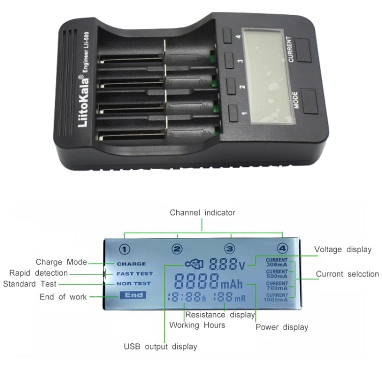 LiitoKala lii-500 Lithium Battery Charger for Li-ion IMR 18650, 26650, 16340, 14500, 10440, 18500, US Plug - Charger & Converter by PMC TechLife | Online Shopping South Africa | PMC TechLife | Buy Now Pay Later Mobicred