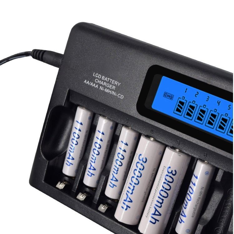 100-240V 12 Slot Battery Charger for AA / AAA / NI-MH / NI-CD Battery, with LCD Display, US Plug - Charger & Converter by PMC Jewellery | Online Shopping South Africa | PMC Jewellery | Buy Now Pay Later Mobicred