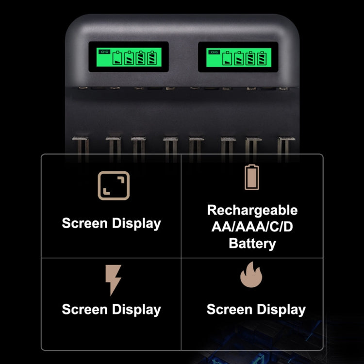 5V 2A USB 8 Slot Battery Charger for AA & AAA & C / D Battery, with LCD Display - Charger & Converter by PMC Jewellery | Online Shopping South Africa | PMC Jewellery