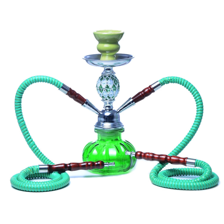 08-023 Double Pipe Glass Hookah Set (Green) - Hookah Accessories by PMC Jewellery | Online Shopping South Africa | PMC Jewellery