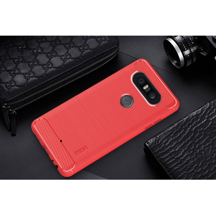 MOFI Brushed Texture Carbon Fiber TPU Case for LG Q8(Red) - LG by MOFI | Online Shopping South Africa | PMC Jewellery | Buy Now Pay Later Mobicred