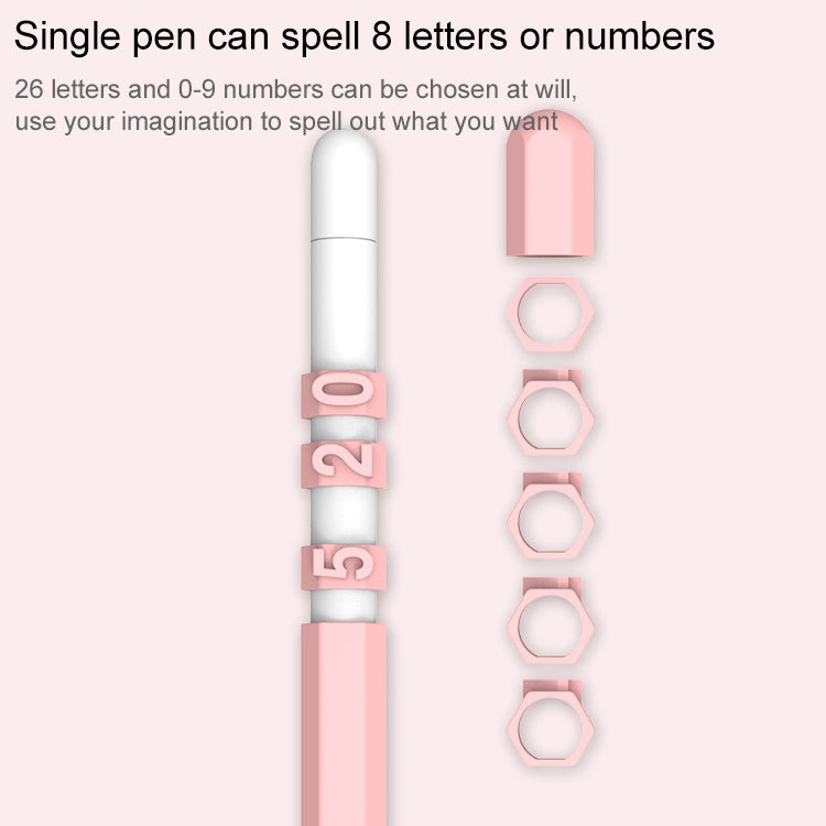 LOVE MEI For Apple Pencil 2 Number Letter Design Stylus Pen Silicone Protective Case Cover (Purple) - Pencil Accessories by LOVE MEI | Online Shopping South Africa | PMC TechLife | Buy Now Pay Later Mobicred