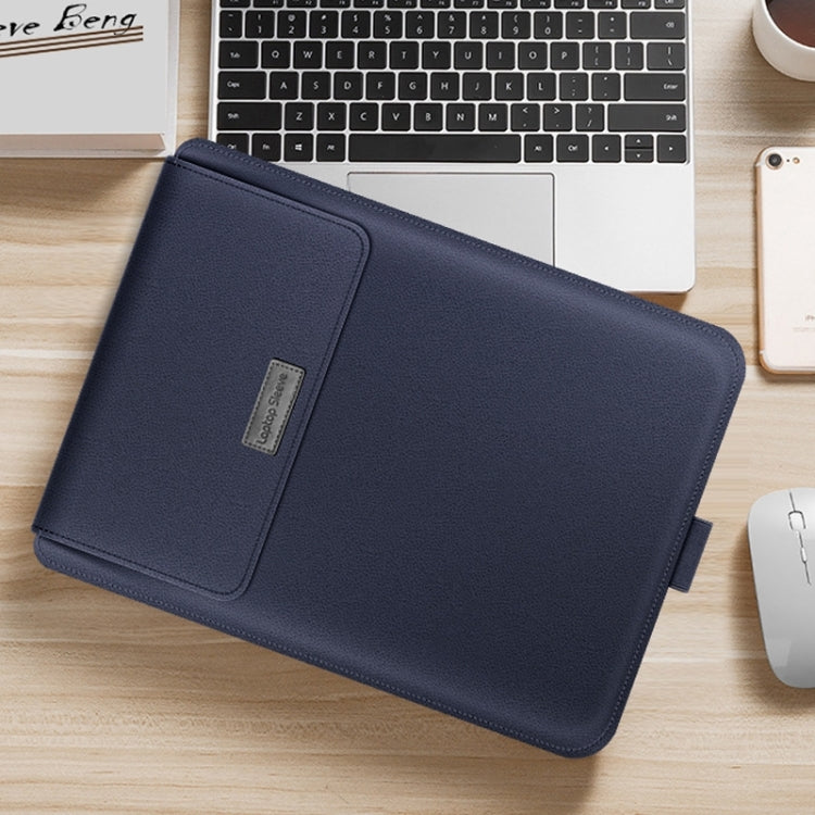 4 in 1 Universal Waterproof PU Leather Laptop Liner Bag with Handle & Stand & Pen Holder + 2 Winders + Mouse Bag + Charger Bag Set for 17 inch Laptops(Dark Blue) - free shipping - PMC TechLife - Order now!