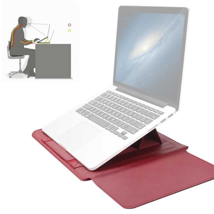 4 in 1 Universal Waterproof PU Leather Laptop Liner Bag with Handle & Stand & Pen Holder + 2 Winders + Mouse Bag + Charger Bag Set for 17 inch Laptops(Red) - 15.6 - 17 inch by PMC TechLife | Online Shopping South Africa | PMC TechLife | Buy Now Pay Later Mobicred