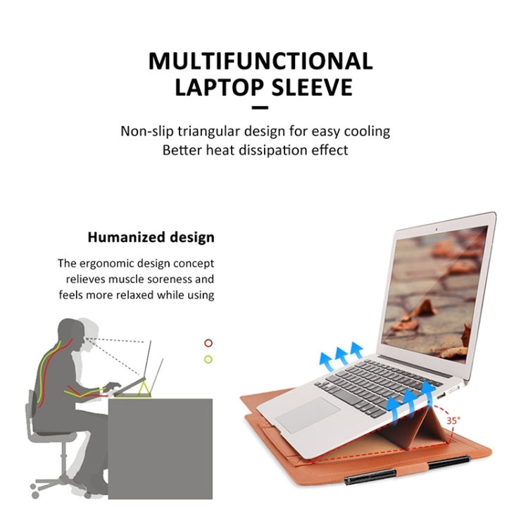 4 in 1 Universal Waterproof PU Leather Laptop Liner Bag with Handle & Stand & Pen Holder + 2 Winders + Mouse Bag + Charger Bag Set for 17 inch Laptops(Grey) - 15.6 - 17 inch by PMC TechLife | Online Shopping South Africa | PMC TechLife | Buy Now Pay Later Mobicred