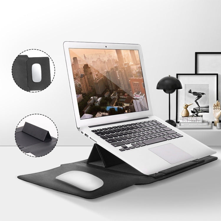 4 in 1 Universal Waterproof PU Leather Laptop Liner Bag with Handle & Stand & Pen Holder + 2 Winders + Mouse Bag + Charger Bag Set for 17 inch Laptops(Dark Blue) - free shipping - PMC TechLife - Order now!