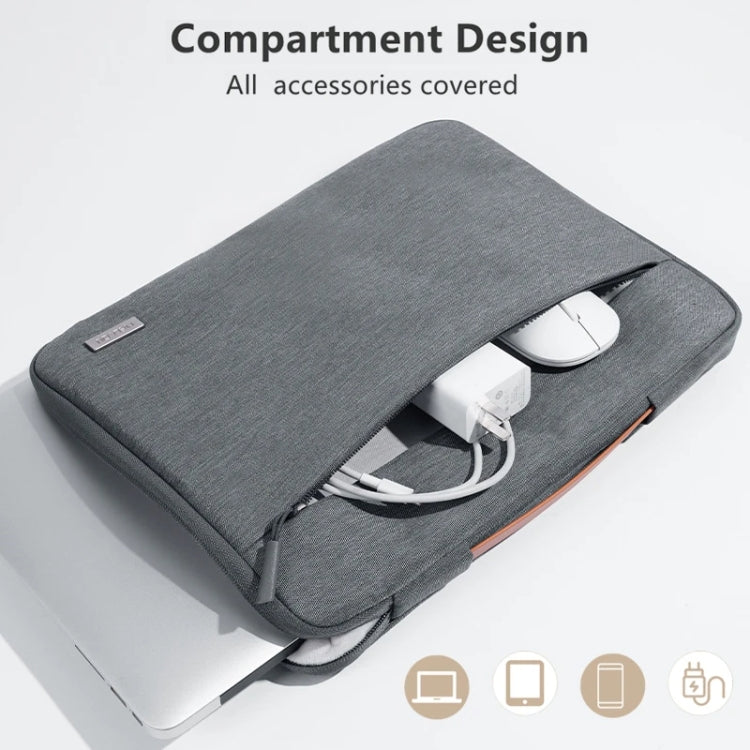 For 13 inch Laptop Zipper Waterproof  Handheld Sleeve Bag (Beige White) - 13.3 inch by PMC TechLife | Online Shopping South Africa | PMC TechLife | Buy Now Pay Later Mobicred