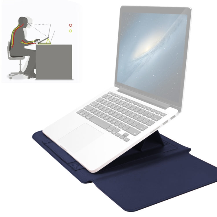 4 in 1 Universal Waterproof PU Leather Laptop Liner Bag with Handle & Stand & Pen Holder + 2 Winders + Mouse Bag + Charger Bag Set for 13  / 14 inch Laptops(Dark Blue) - 13.3 inch by PMC TechLife | Online Shopping South Africa | PMC TechLife | Buy Now Pay Later Mobicred