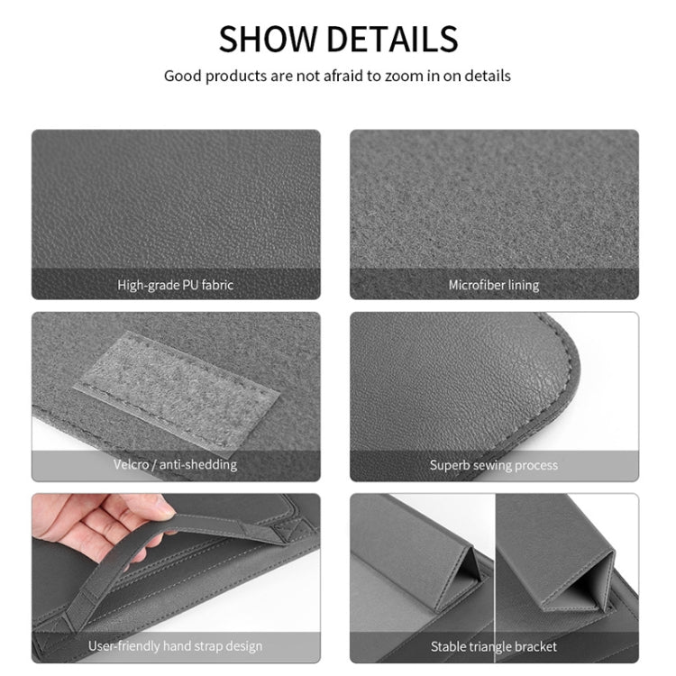 4 in 1 Universal Waterproof PU Leather Laptop Liner Bag with Handle & Stand & Pen Holder + 2 Winders + Mouse Bag + Charger Bag Set for 15 inch Laptops(Grey) - 15 inch by PMC TechLife | Online Shopping South Africa | PMC TechLife | Buy Now Pay Later Mobicred