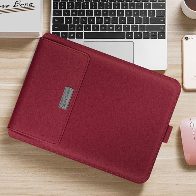 4 in 1 Universal Waterproof PU Leather Laptop Liner Bag with Handle & Stand & Pen Holder + 2 Winders + Mouse Bag + Charger Bag Set for 15 inch Laptops(Red) - 15 inch by PMC TechLife | Online Shopping South Africa | PMC TechLife | Buy Now Pay Later Mobicred